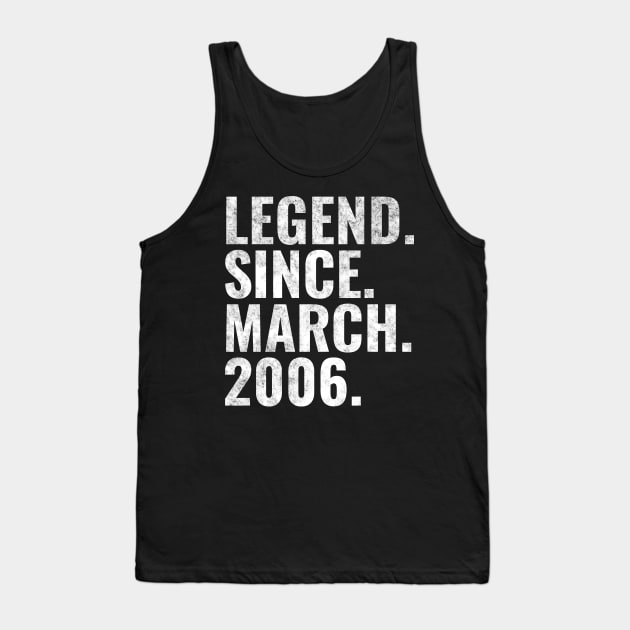 Legend since March 2006 Birthday Shirt Happy Birthday Shirts Tank Top by TeeLogic